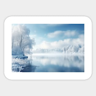 Tranquil Lake In Winter Serene Landscape Sticker